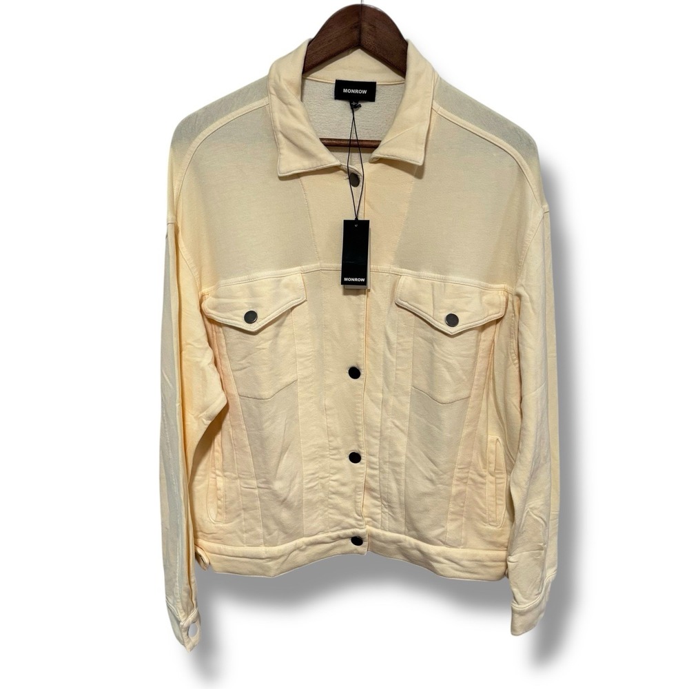 NWT Monrow Women's Supersoft Denim Style Buttercream Jacket Size Large 23 x 23